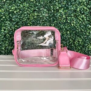 Clear Stadium Bag Purse PINK Concert Crossbody NWOT